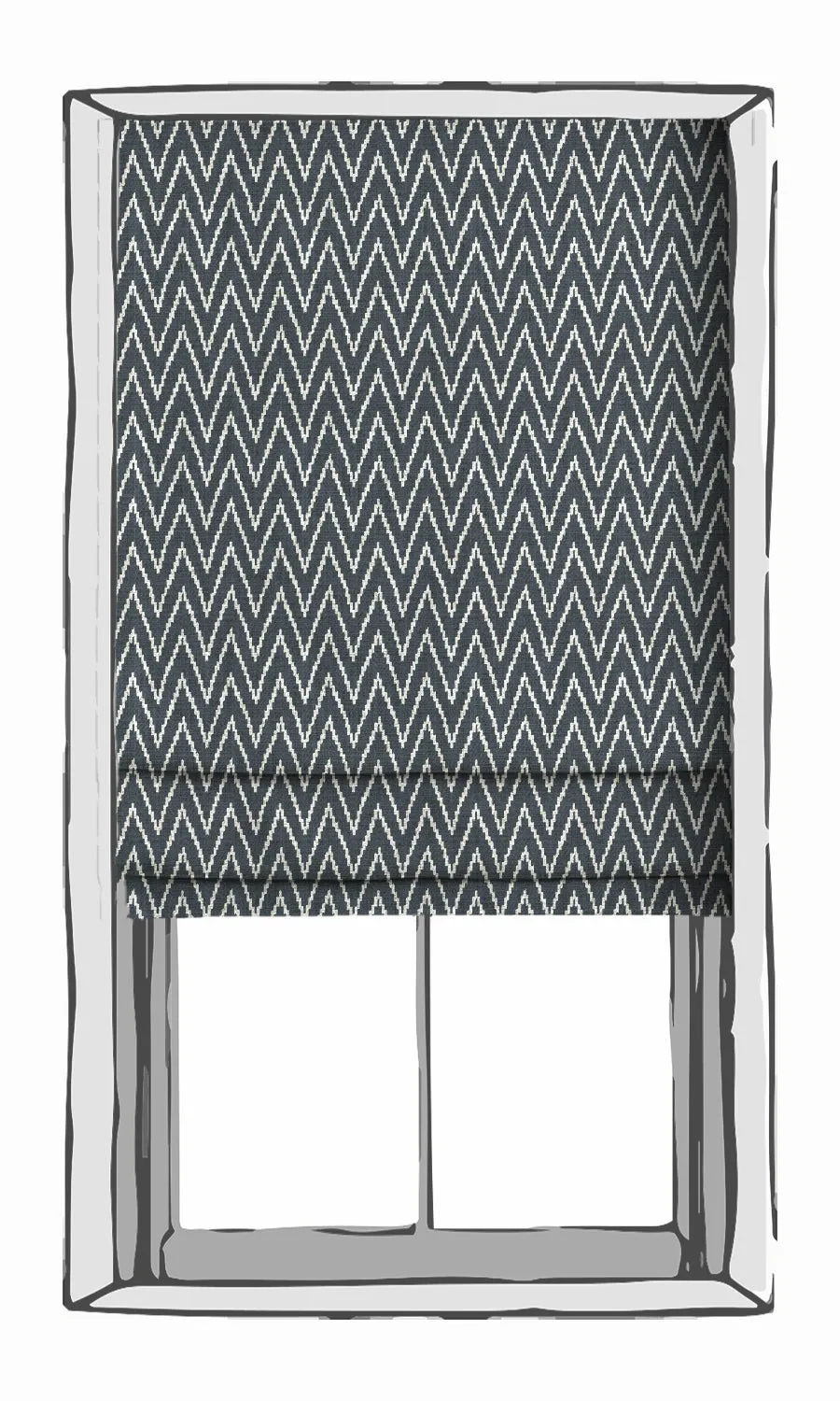 'Farben' Chevron Print Roman Shades (Petrol Blue/ White)