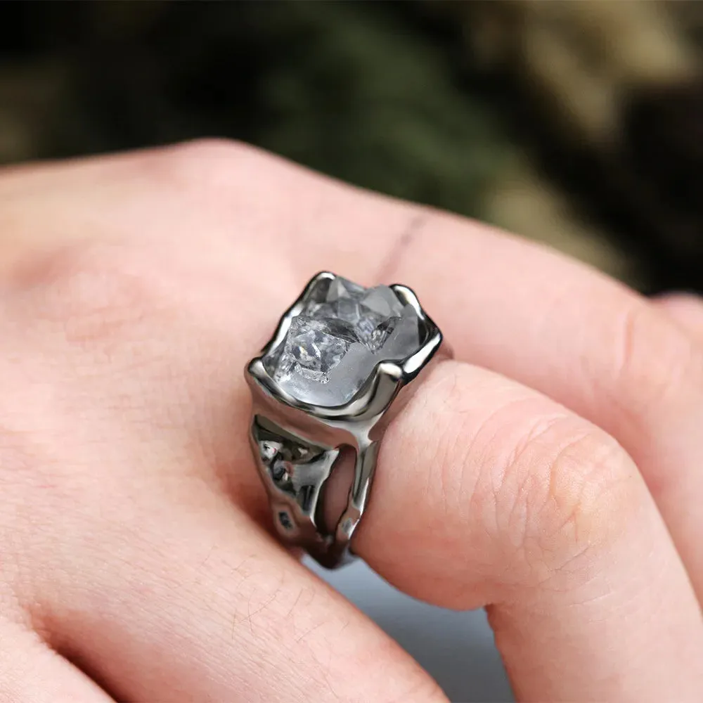 Fashion Ladies Irregular White Crystal Charm Ring Temperament Elegant Party Jewelry Accessories Friend Gifts