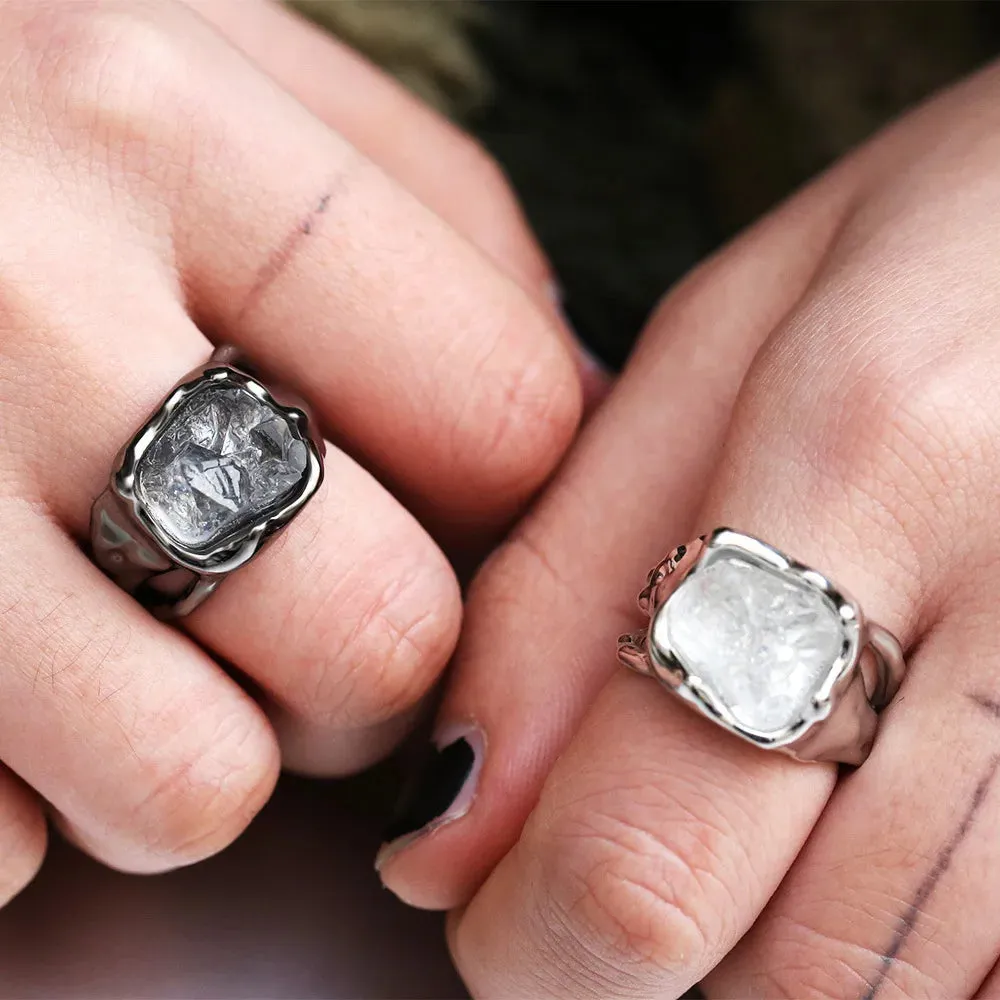 Fashion Ladies Irregular White Crystal Charm Ring Temperament Elegant Party Jewelry Accessories Friend Gifts