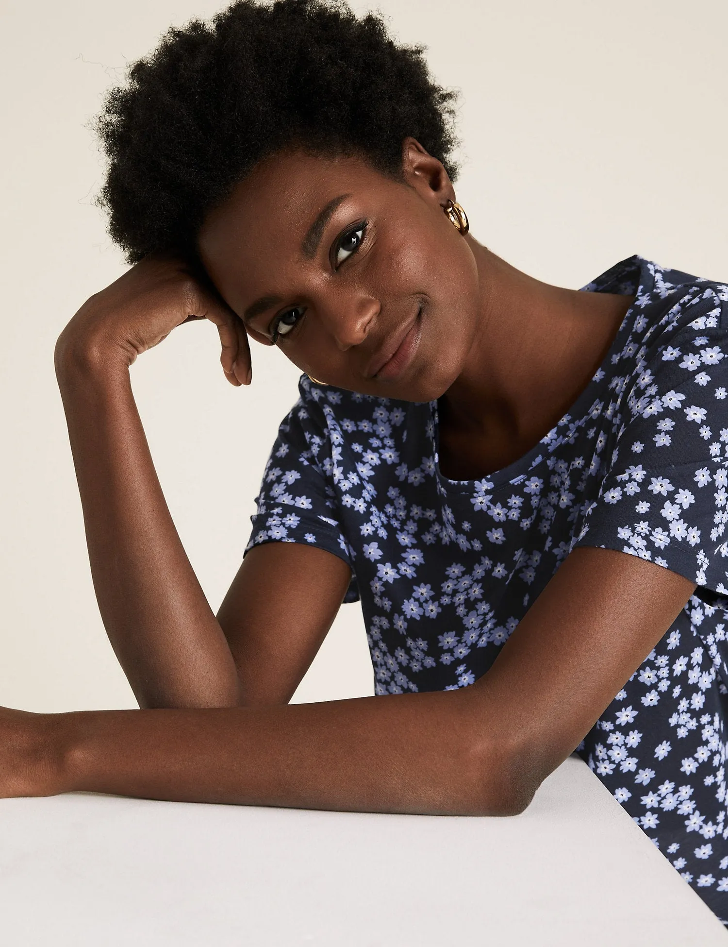 Floral Crew Neck Relaxed T-Shirt