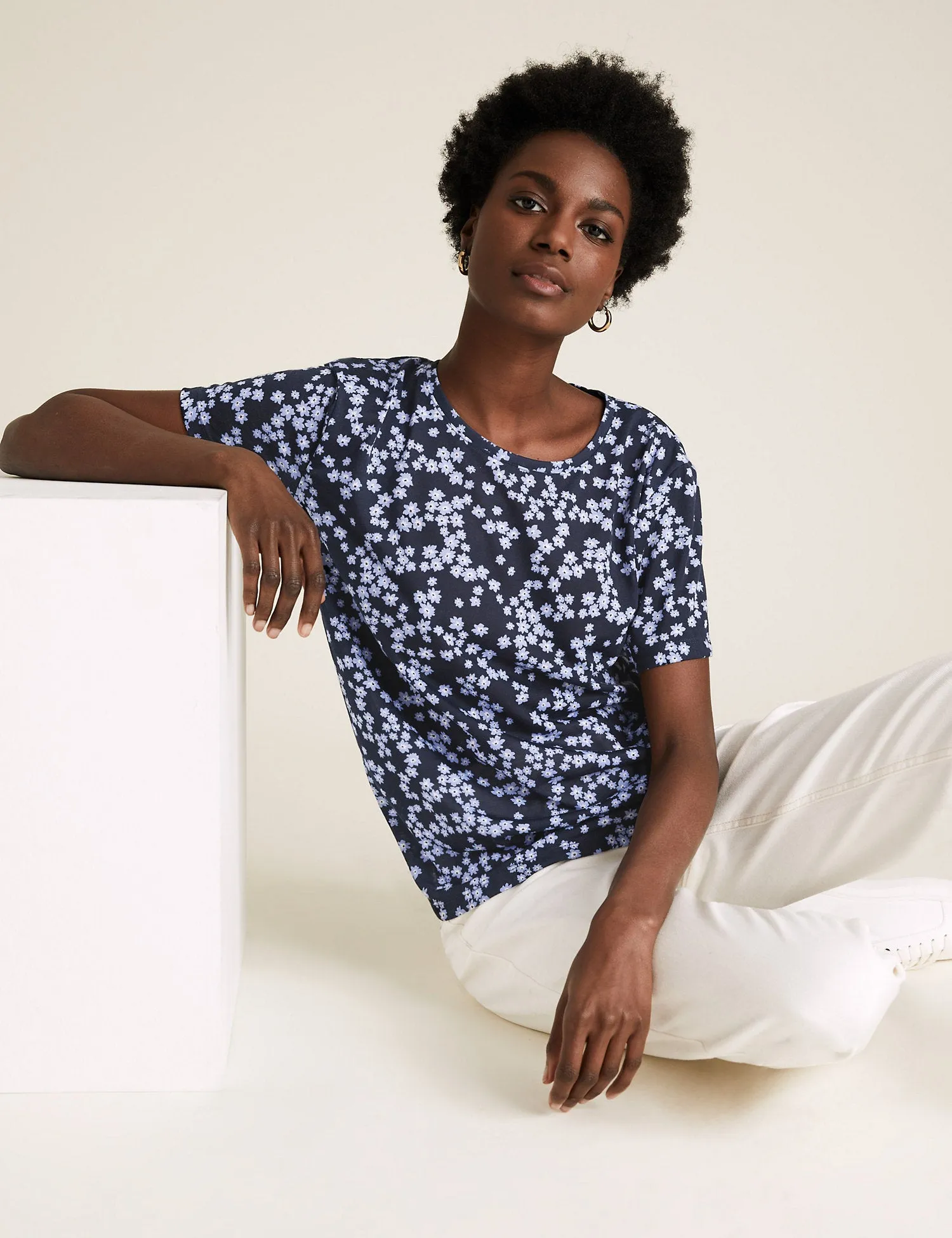 Floral Crew Neck Relaxed T-Shirt