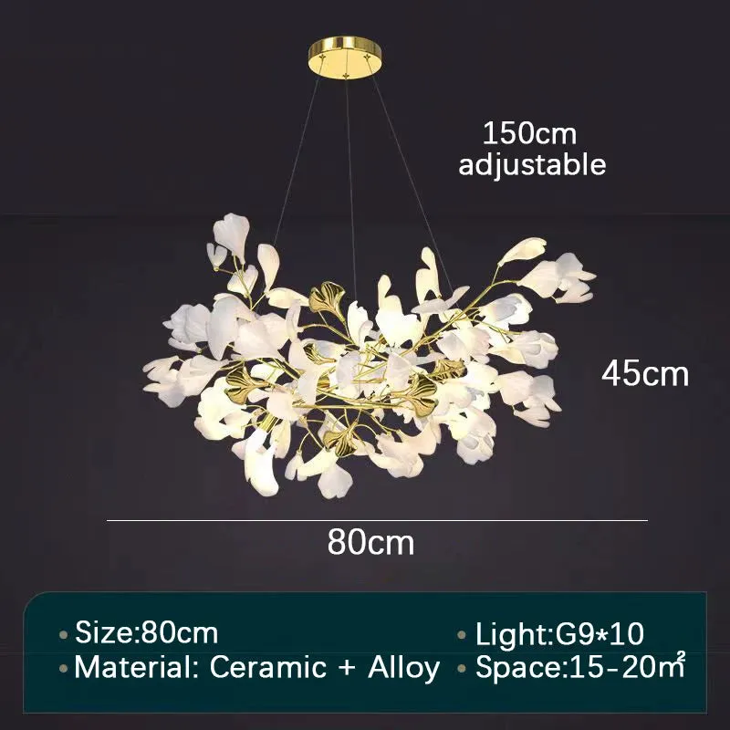 Ginkgo Leaf Art Hanging LED Chandelier
