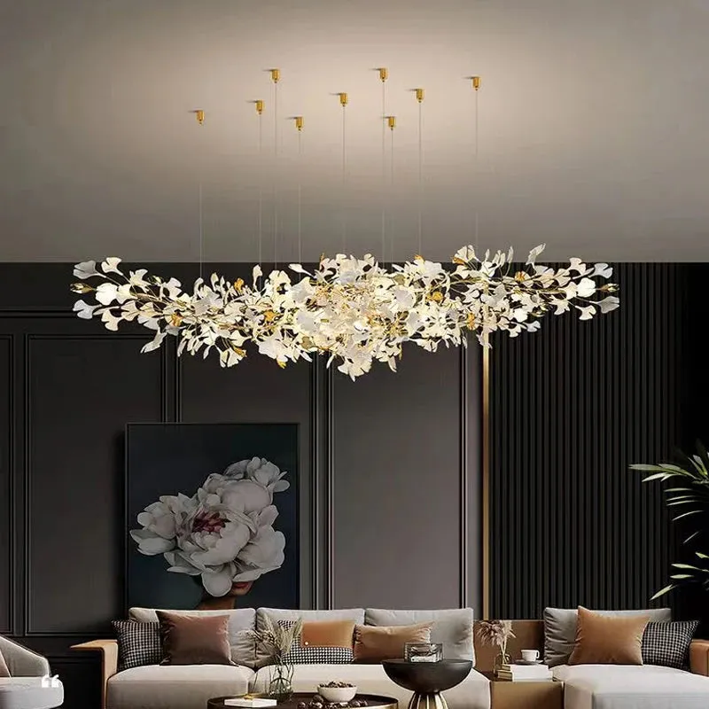 Ginkgo Leaf Art Hanging LED Chandelier