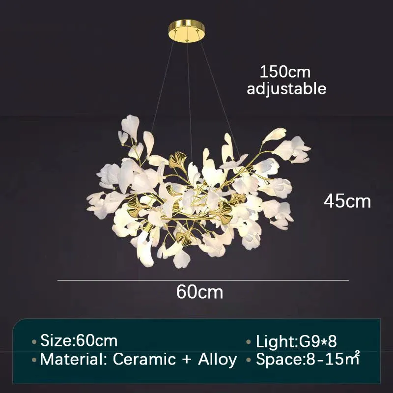 Ginkgo Leaf Art Hanging LED Chandelier