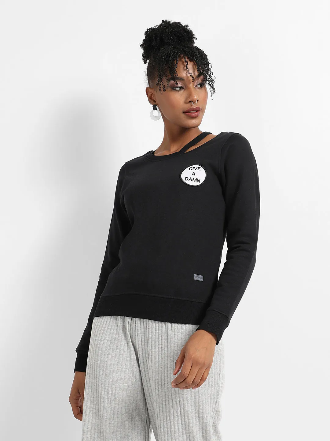 Give A Damn Hoodie With Cut-Out Detail