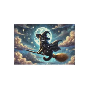 Halloween Cat Witch - Full Moon Decor- Indoor/Outdoor Rug