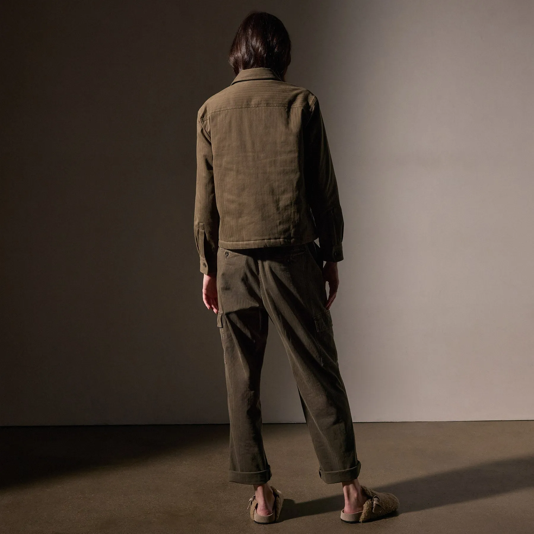 Herringbone Shirt Jacket - Army Green