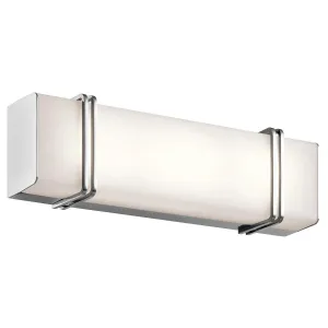 Impello 18 In 1-Light LED Bathroom Vanity Light With Clear Satin Etched Glass, Chrome Finish
