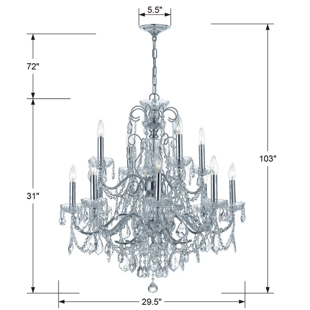 Imperial 12 Light Clear Italian Crystal Polished Chrome Chandelier