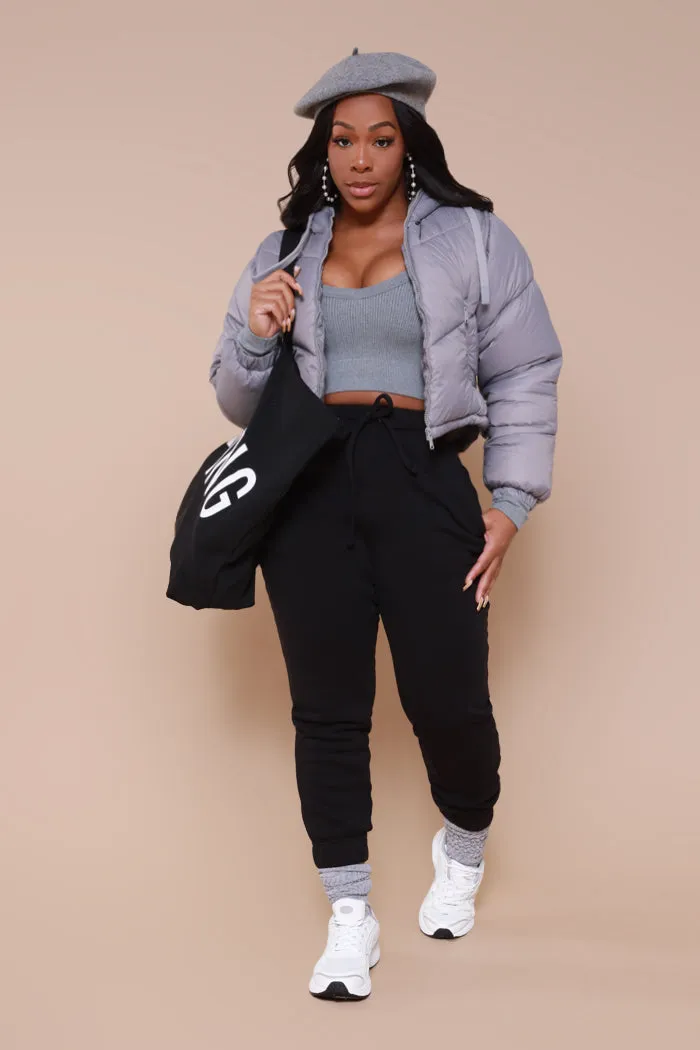 Impulse Control Convertible Puffer Coat - Grey