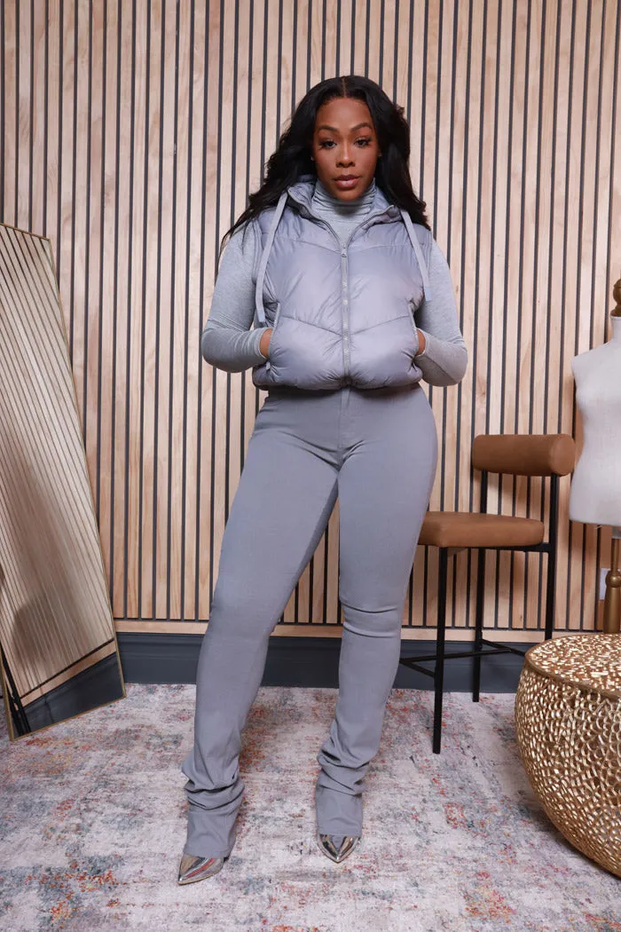 Impulse Control Convertible Puffer Coat - Grey