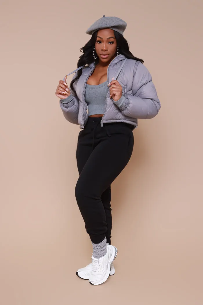 Impulse Control Convertible Puffer Coat - Grey