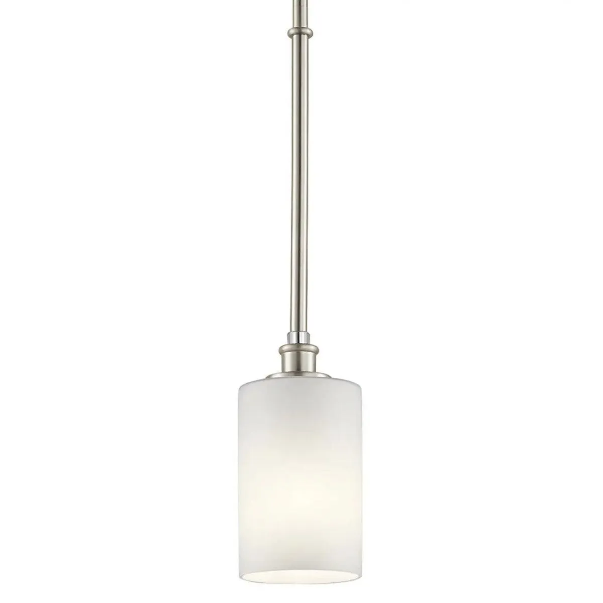 Joelson 19" 1-Light Mini Pendant Light with Satin etched cased opal glass, Brushed nickel Finish