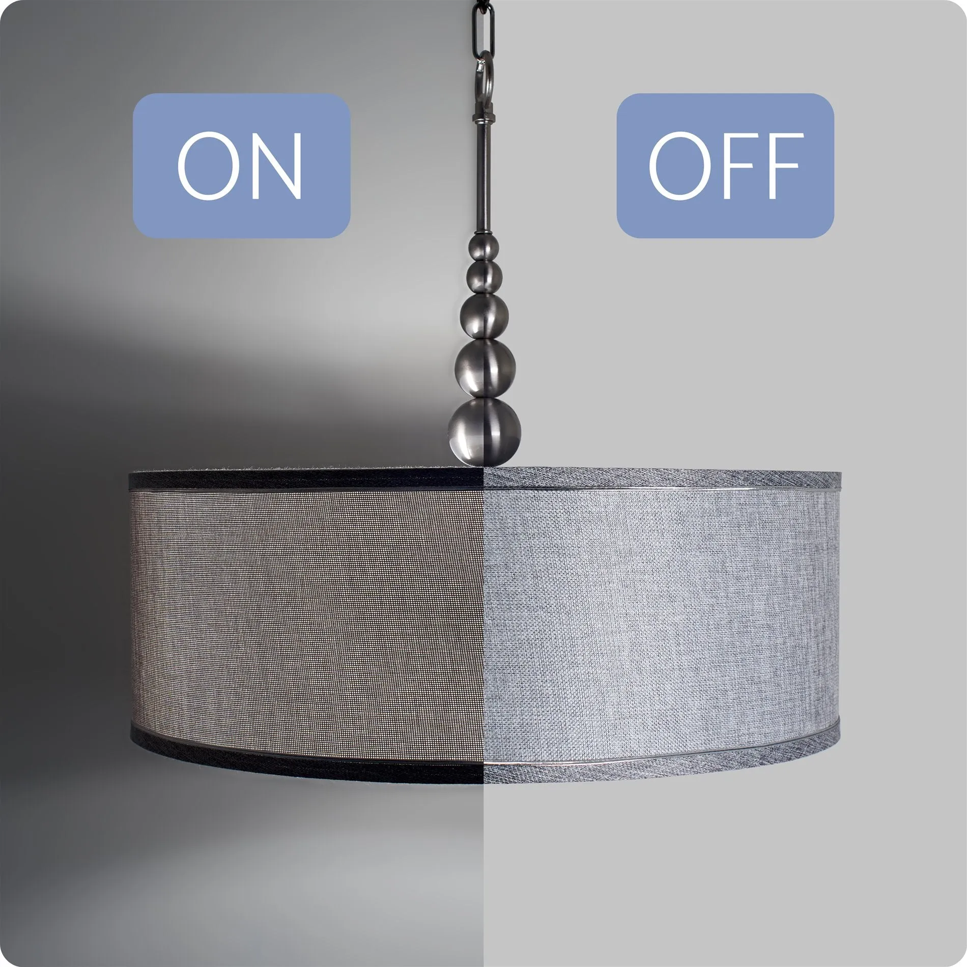 Kira Home Adelade 22" Modern 3-Light Drum Pendant Chandelier, Gray Fabric Shade, Tempered Glass Diffuser, Adjustable Height, Brushed Nickel Finish