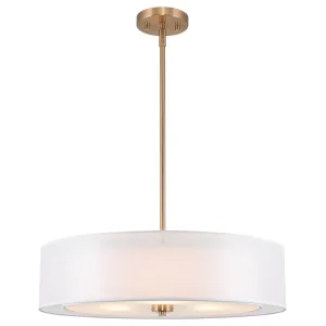 Kira Home Lindos 20" Modern 3-Light Double Drum Chandelier   Glass Diffuser, Stem-Hung with Adjustable Height, Cool Brass Finish