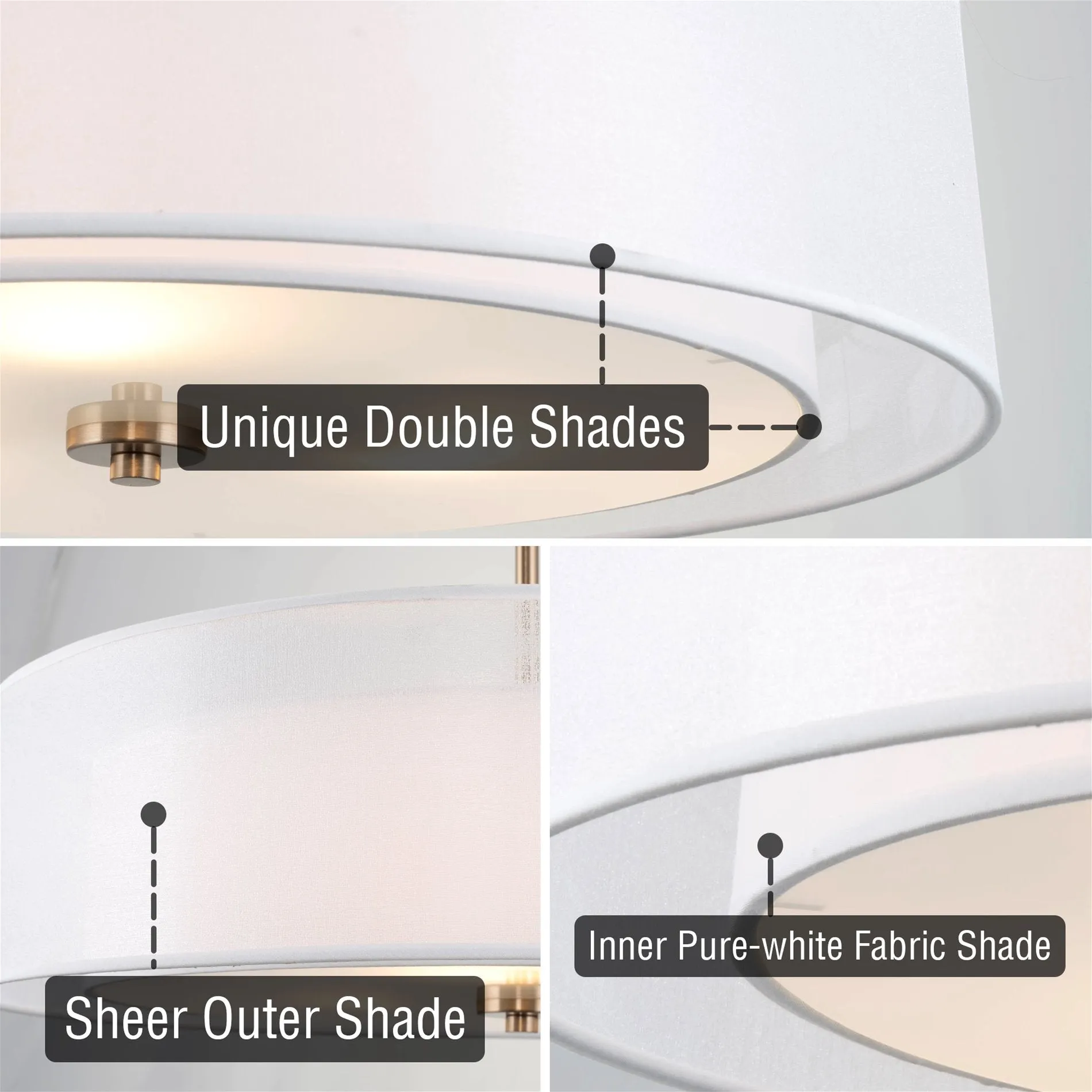 Kira Home Lindos 20" Modern 3-Light Double Drum Chandelier   Glass Diffuser, Stem-Hung with Adjustable Height, Cool Brass Finish