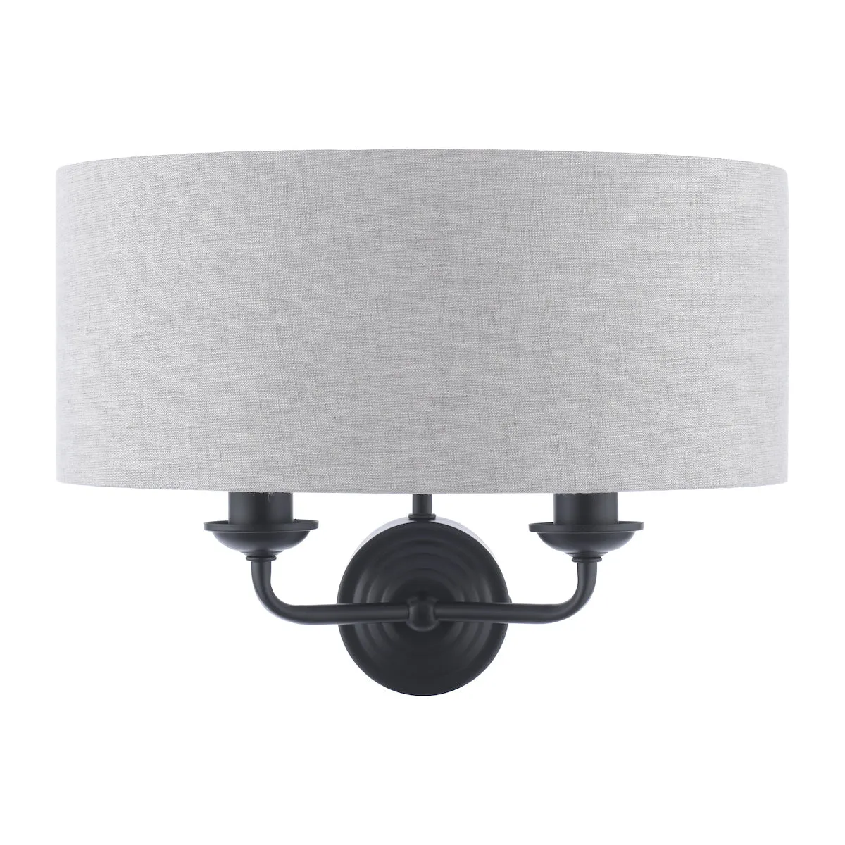 Laura Ashley Sorrento 2 Light Wall Light Matt Black With Natural Shade