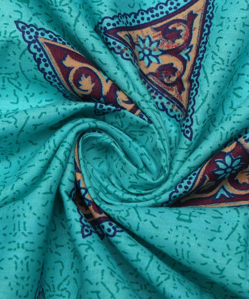 Light Blue Colour Printed Cotton Fabric