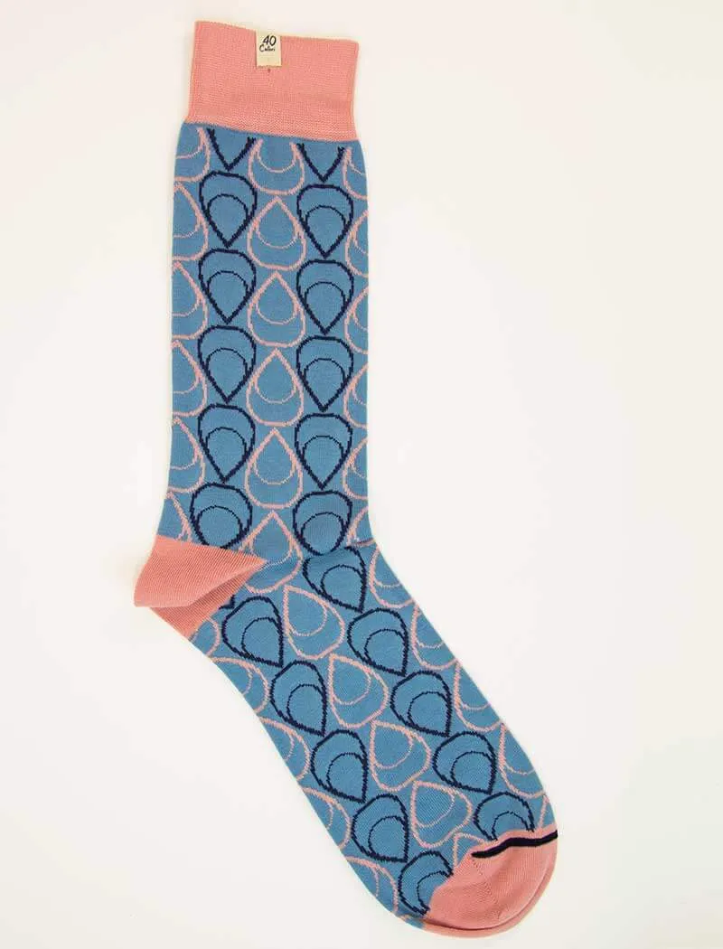 Light Blue Multi Drops Organic Cotton Socks