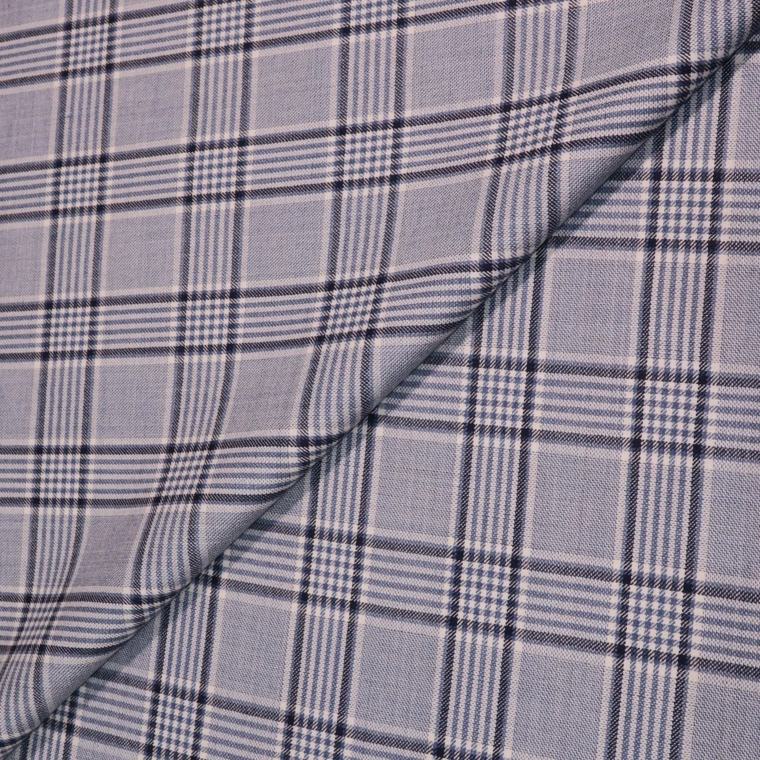 Light Blue Tartan Wool and Silk Dorsilk Jacketing Dormeuil Fabric