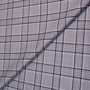 Light Blue Tartan Wool and Silk Dorsilk Jacketing Dormeuil Fabric
