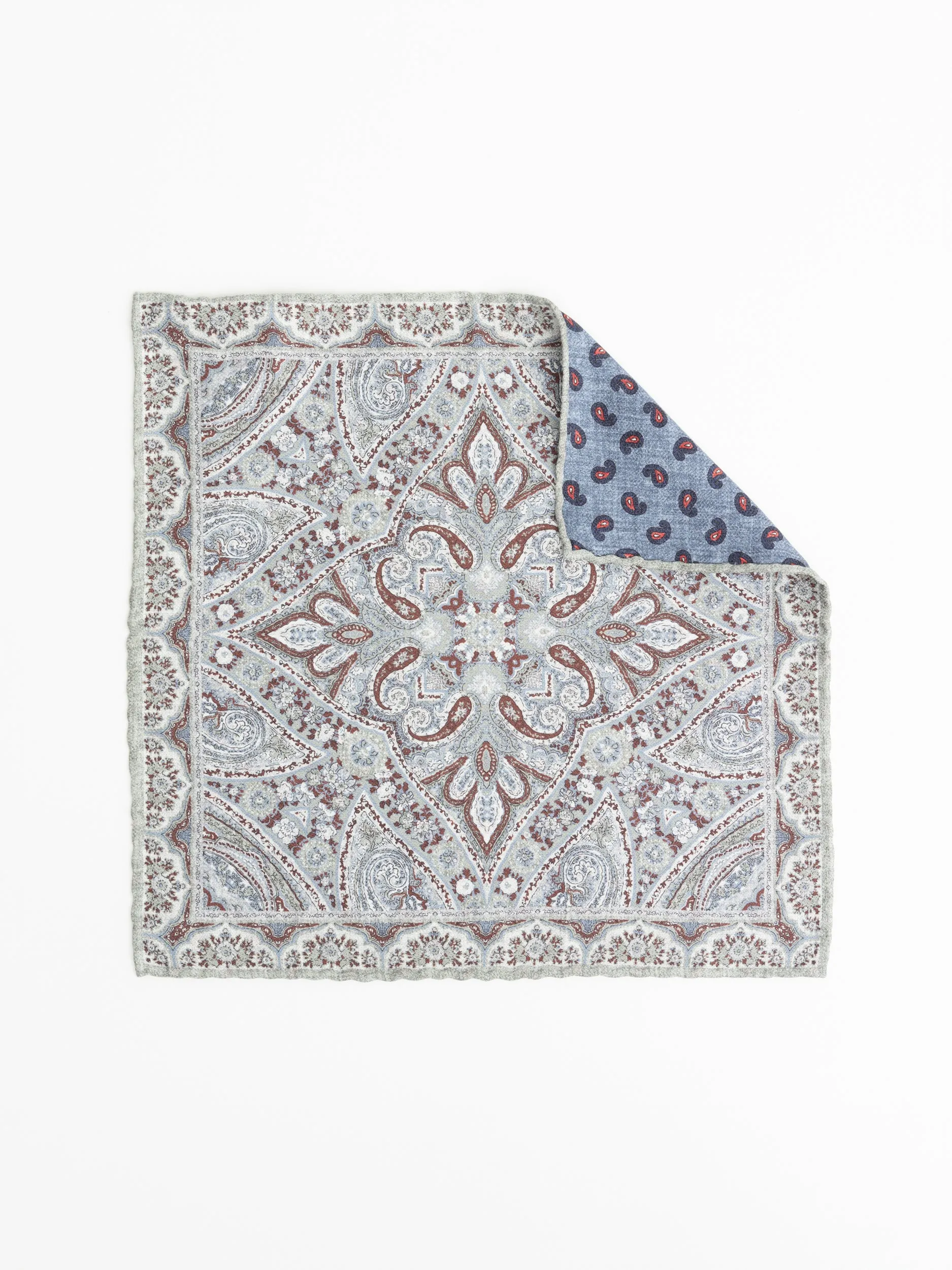 Light Green Paisley Flower Pocket Square