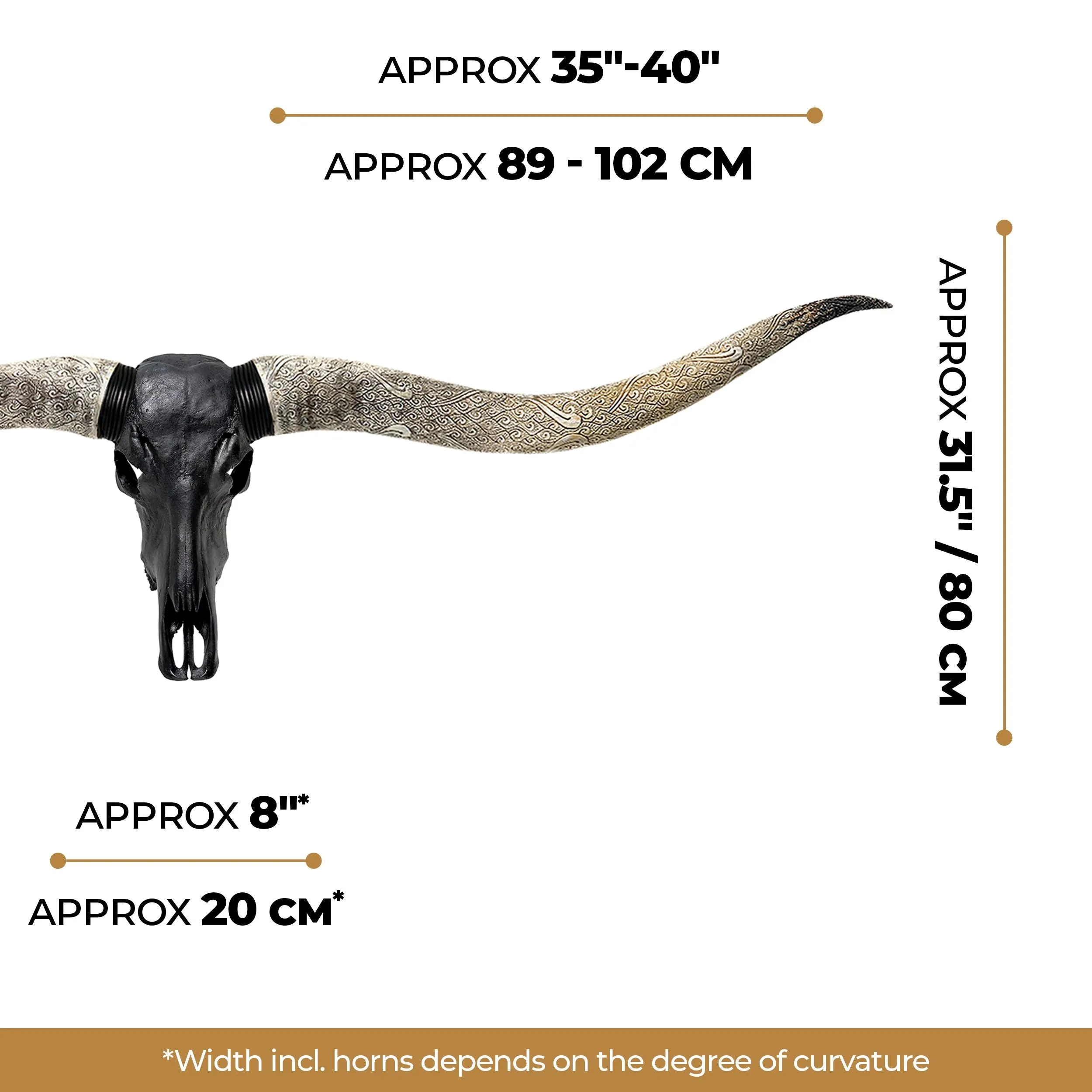 Longhorn Skull // XL Horns - Matte Black Storm