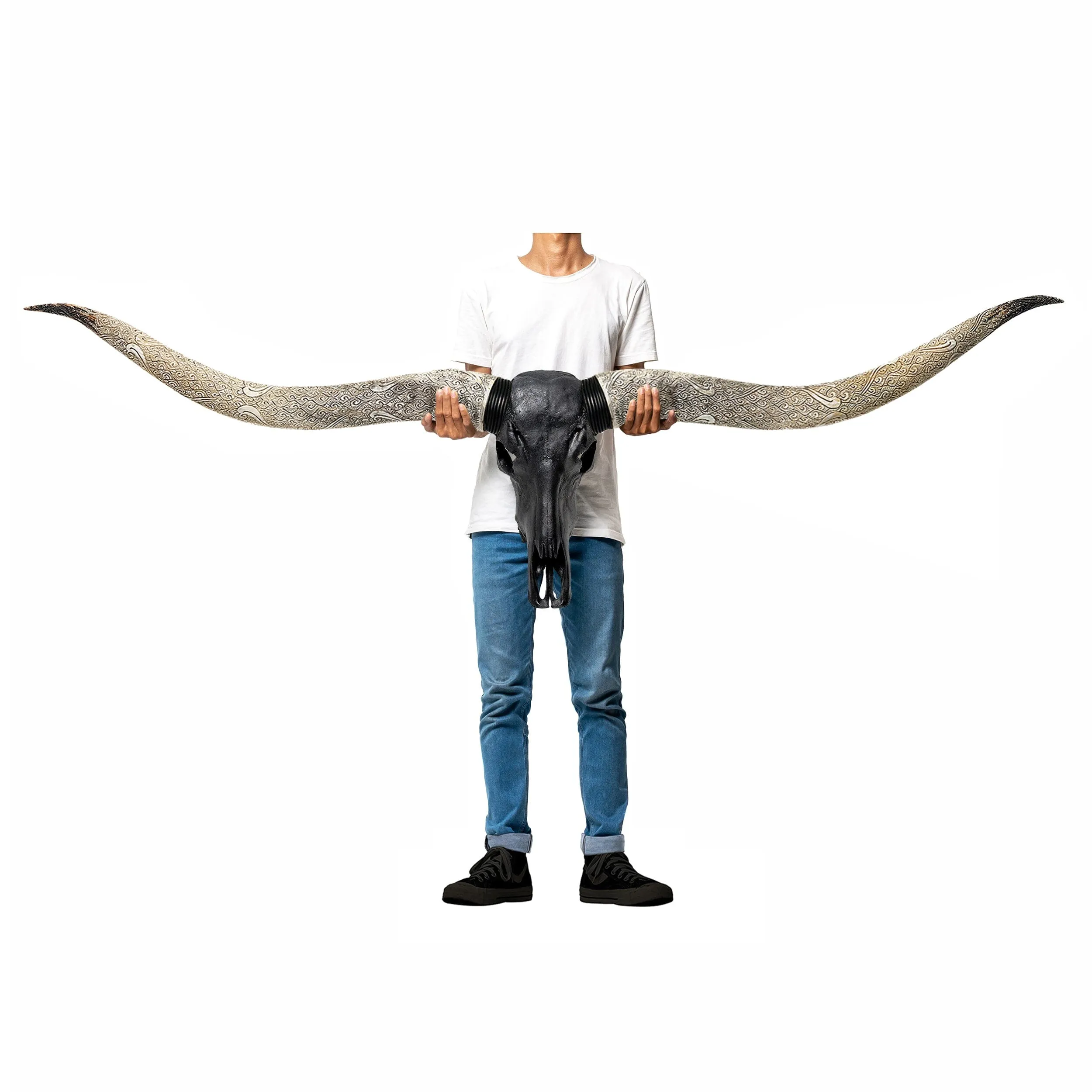 Longhorn Skull // XL Horns - Matte Black Storm