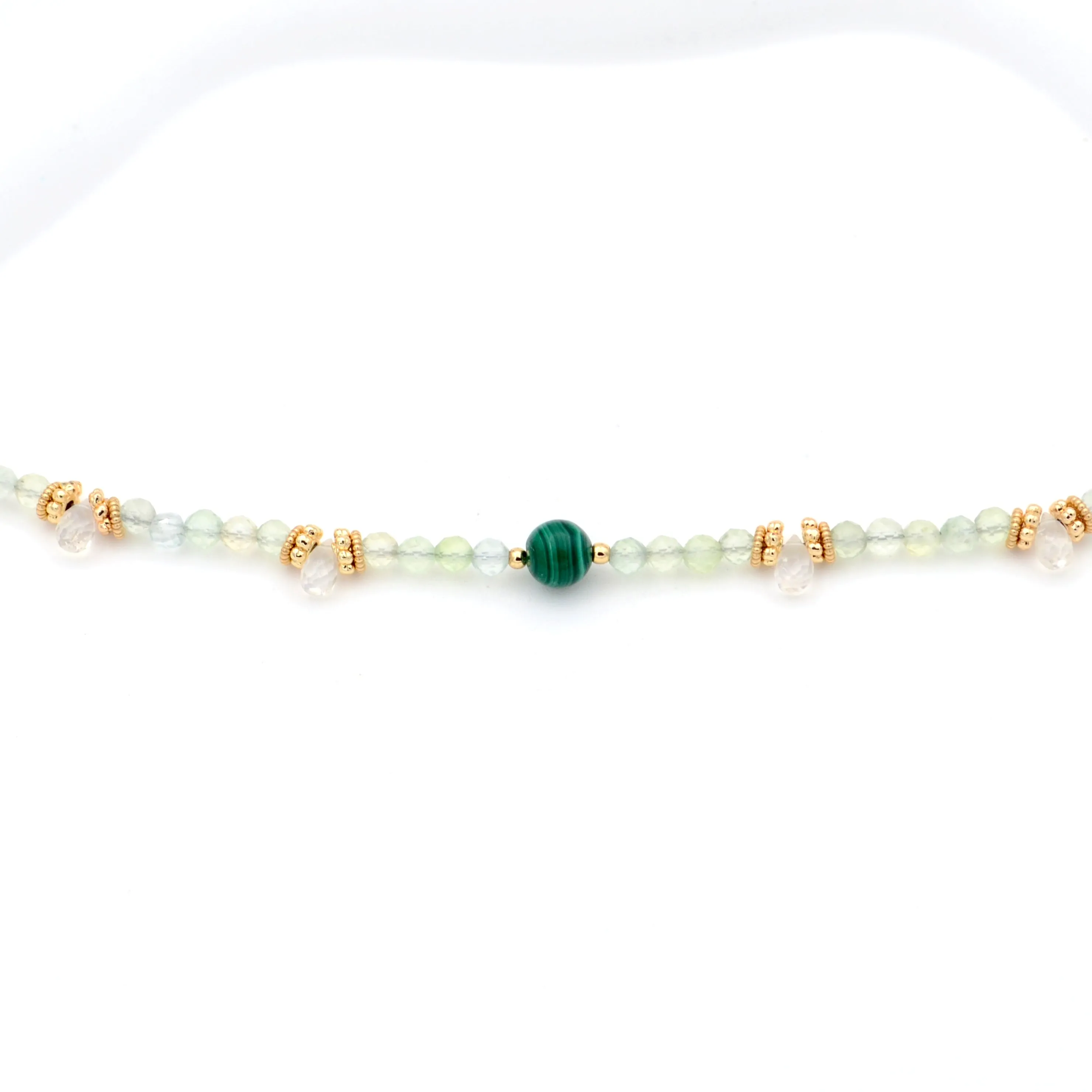 Malachite with natural white crystal girly bracelet