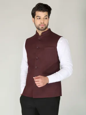 Maroon Self Checks Formal Nehru Jackets