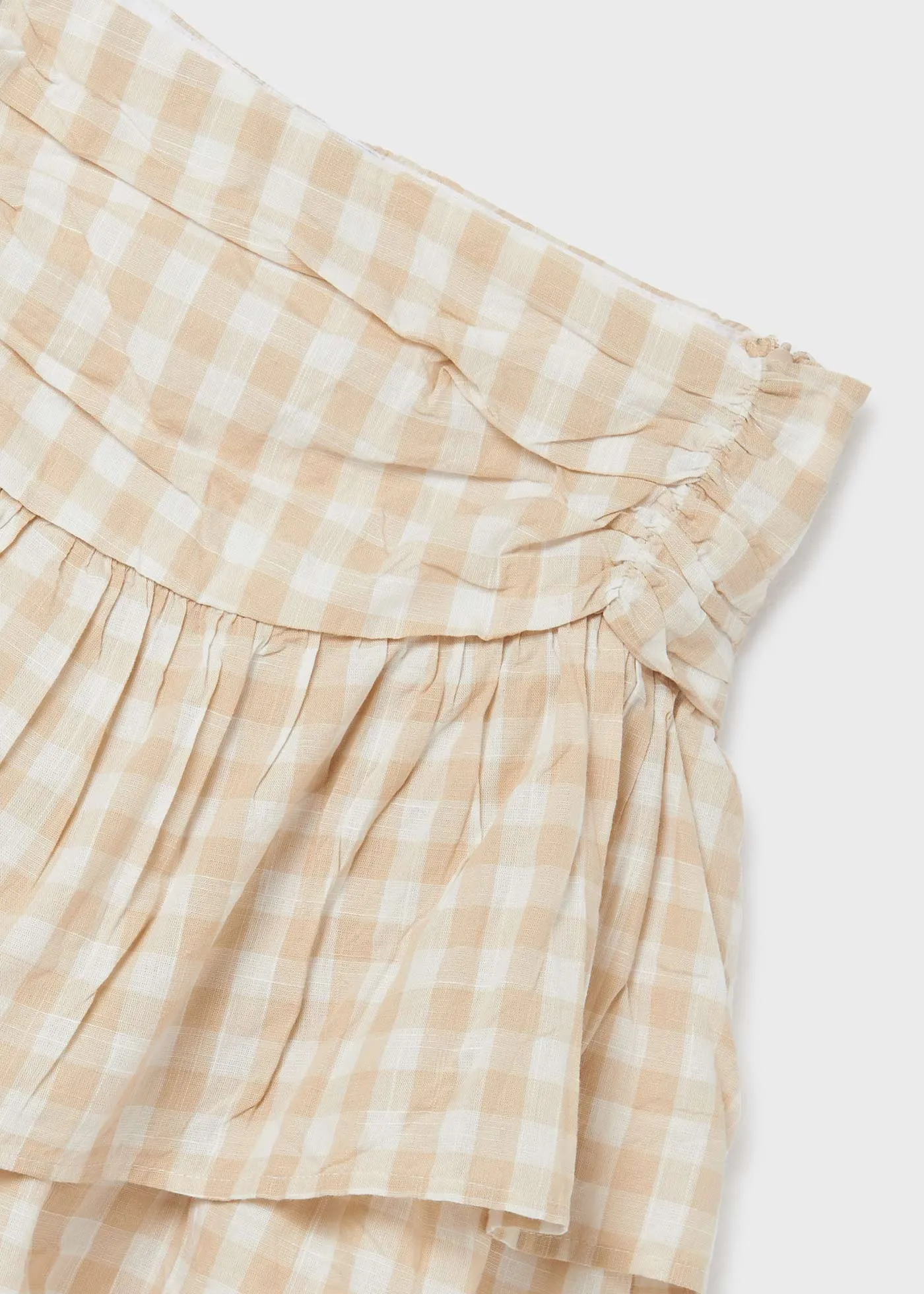 Mayoral Junior Tiered Gingham Skirt _Beige 6904-083