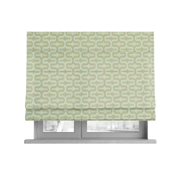 Maze Printed Velvet Modern Geometric Pattern In Light Brown Upholstery Fabric CTR-1024 - Roman Blinds