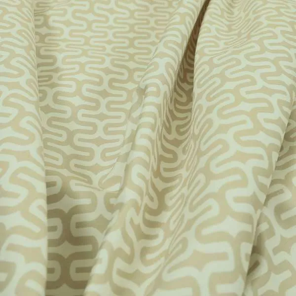 Maze Printed Velvet Modern Geometric Pattern In Light Brown Upholstery Fabric CTR-1024 - Roman Blinds