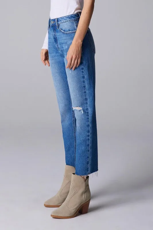 Medium Blue High Rise Women Jeans
