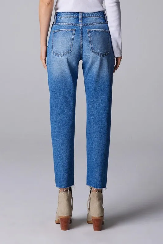 Medium Blue High Rise Women Jeans