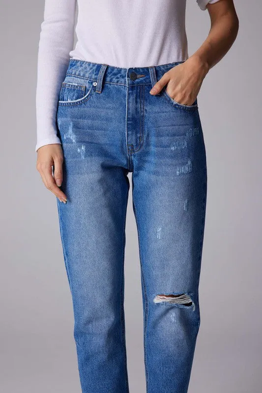 Medium Blue High Rise Women Jeans