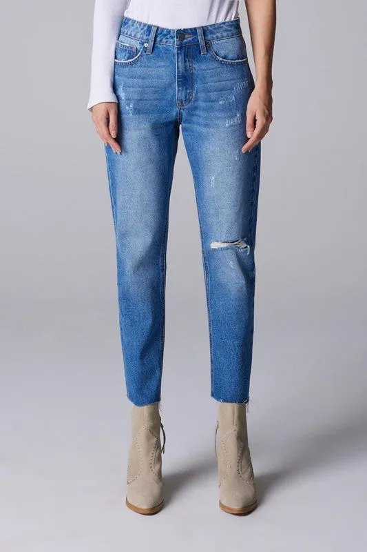 Medium Blue High Rise Women Jeans