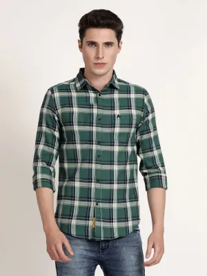 Men Green Checked Casual Shirt (GBRJ6010)