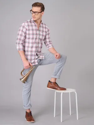 Men White and Red Quad Checked Pattern Shirt (GBHM23ED09)