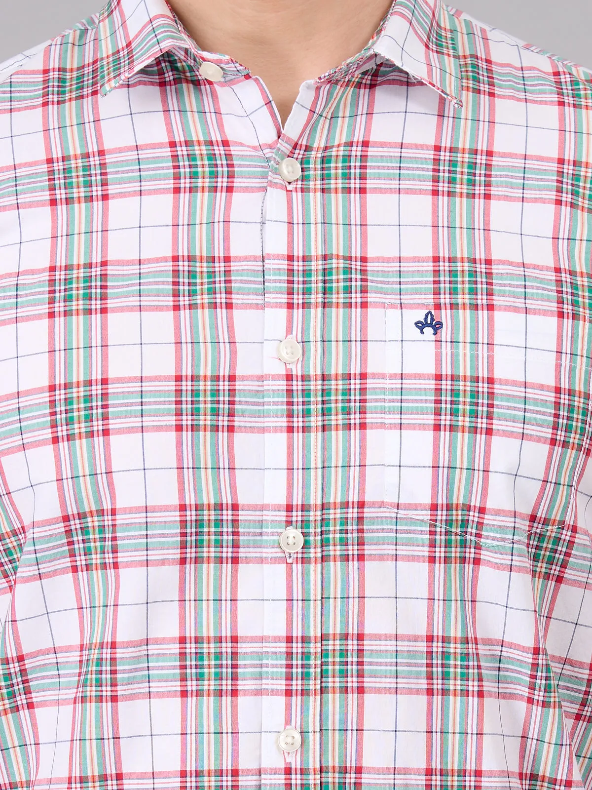 Men White and Red Quad Checked Pattern Shirt (GBHM23ED09)