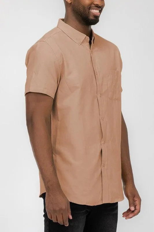 Mens Short Sleeve Pastel Color Casual Shirts