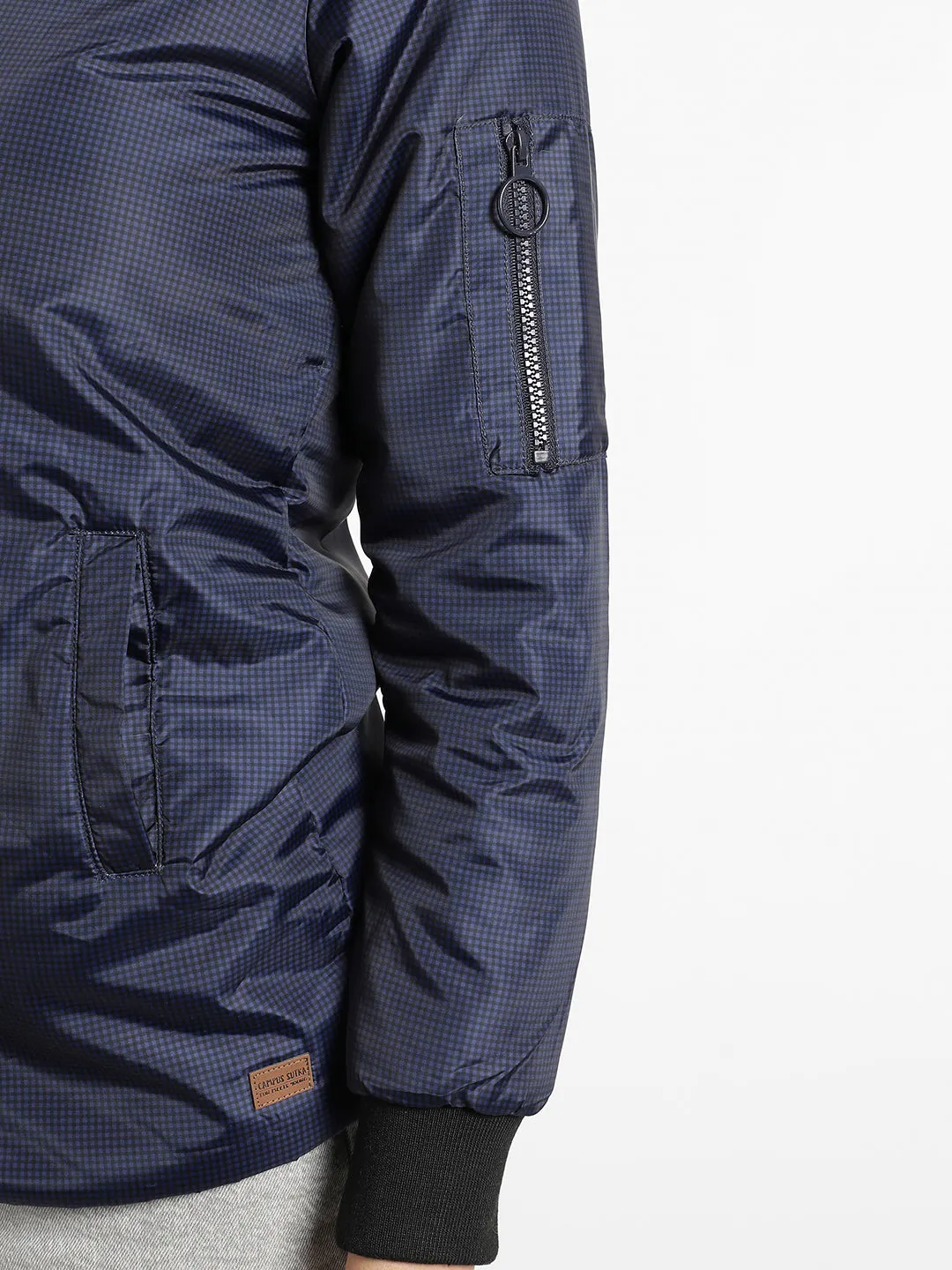 Micro Checkered Long Puffer Jacket
