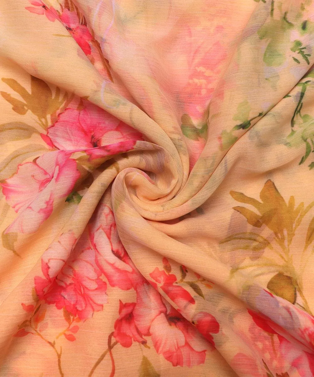 Mint Colour Floral Print Chiffon Fabric