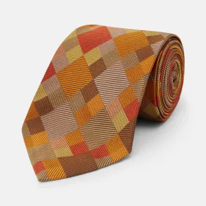 Orange Multi Pixel Silk Tie