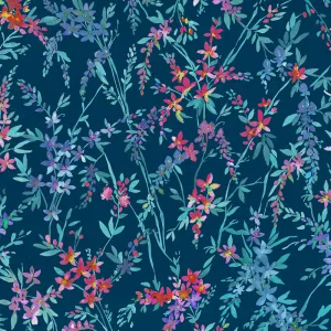 Orivietta Printed Crafting Cotton Apparel Fabric (By The Metre) Navy