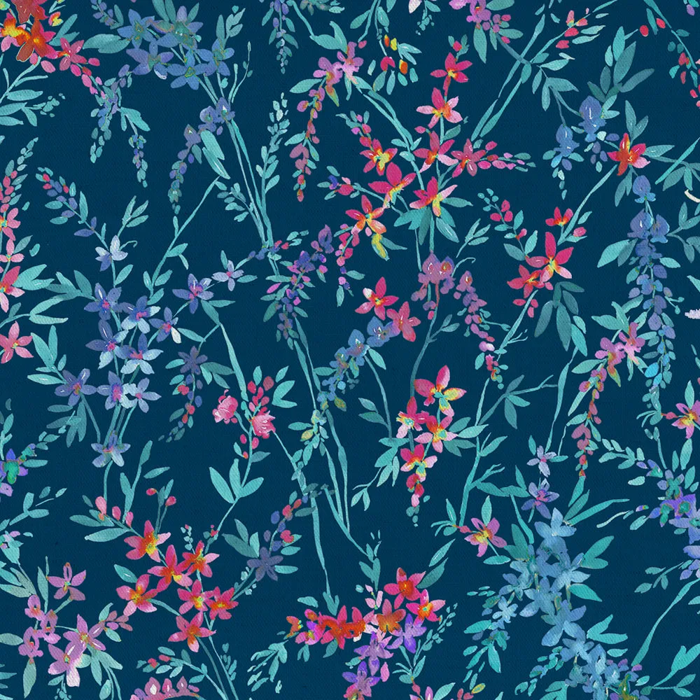 Orivietta Printed Crafting Cotton Apparel Fabric (By The Metre) Navy