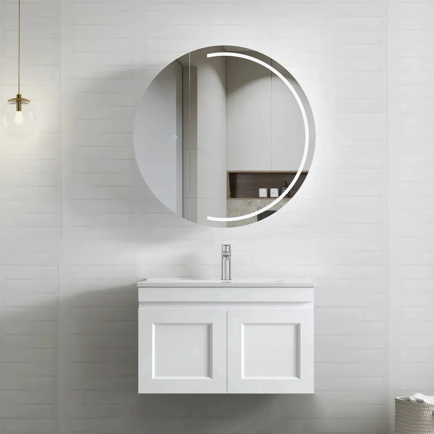 Otti Hampton Mark II 750mm Wall Hung Vanity White Satin (Slimline Ceramic Top)