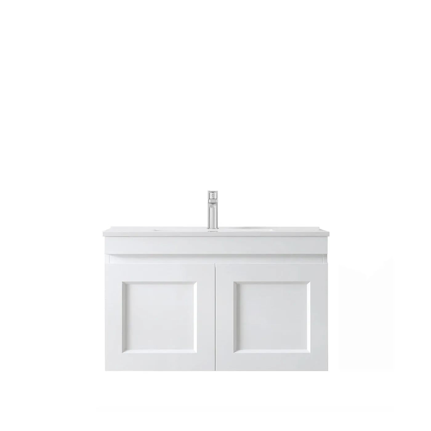 Otti Hampton Mark II 750mm Wall Hung Vanity White Satin (Slimline Ceramic Top)