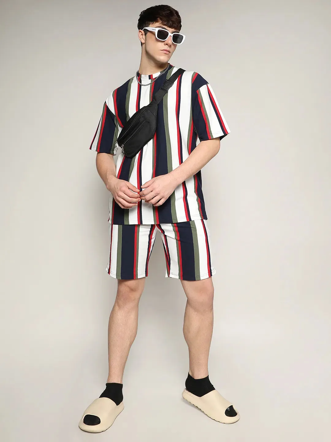 Oversized Unbalanced Striped Co-Ord Set