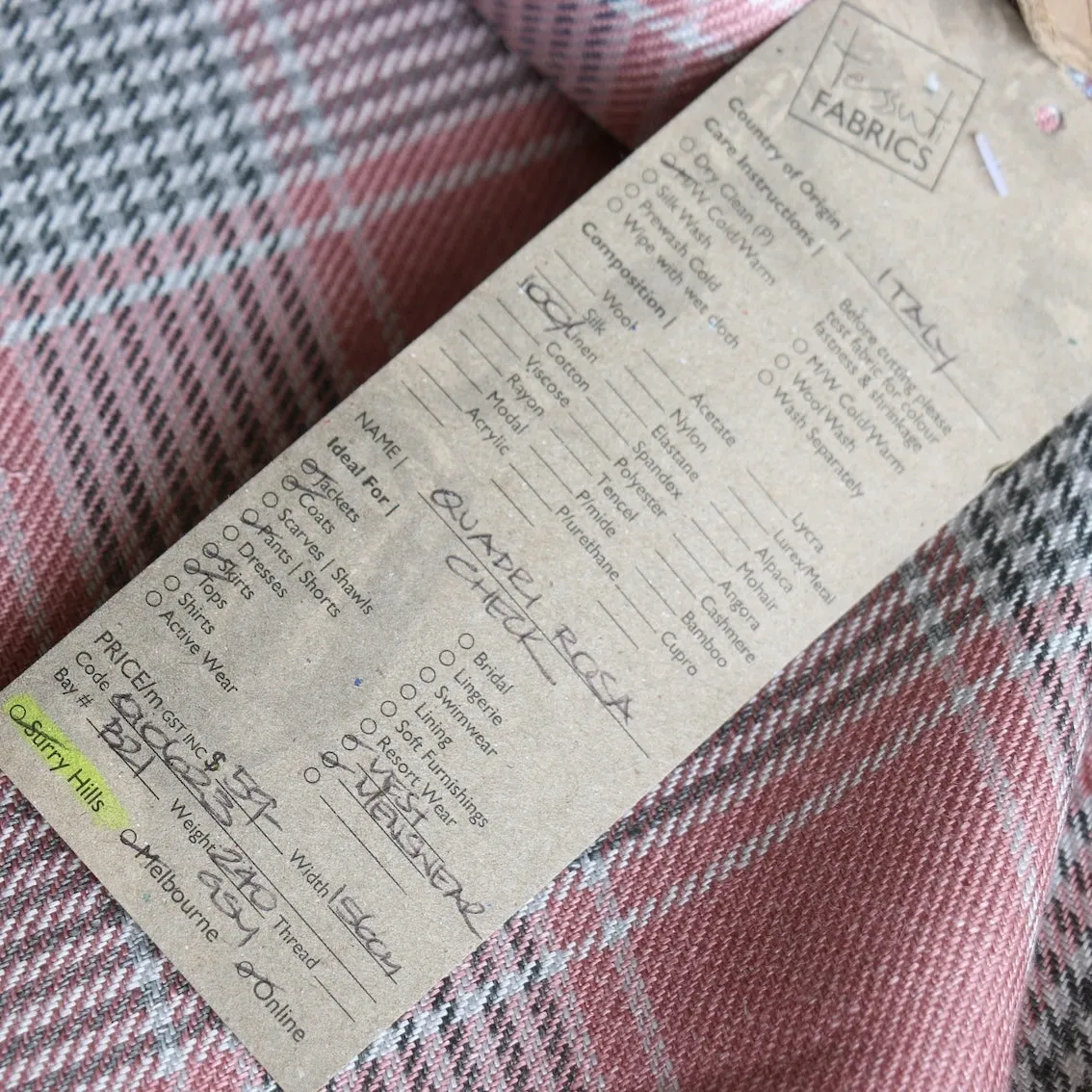 Quadri Rosa Check Linen